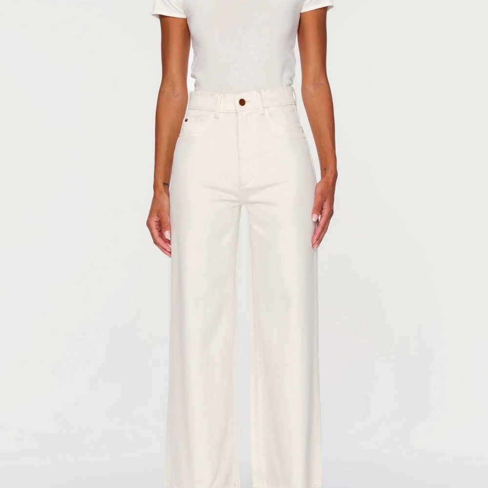 DL1961 Cream Flare Wide Leg Jeans
